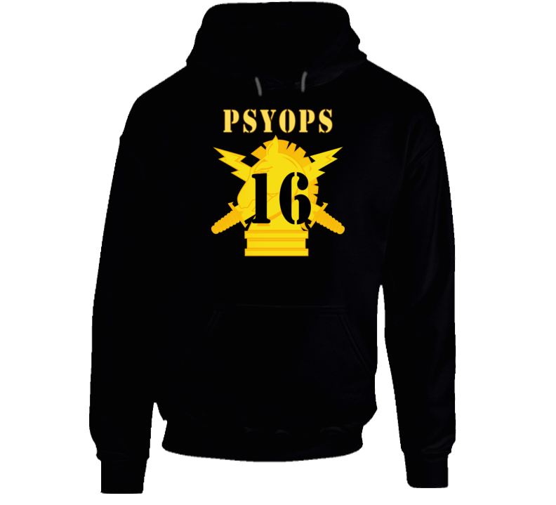 Army - Psyops W Branch Insignia - 16th Battalion Numeral - Line X 300 Hoodie