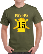 Load image into Gallery viewer, Army - Psyops W Branch Insignia - 15th Battalion Numeral - Line X 300 Classic T Shirt
