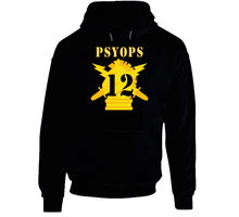 Load image into Gallery viewer, Army - Psyops W Branch Insignia - 12th Battalion Numeral - Line X 300 Hoodie
