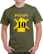 Load image into Gallery viewer, Army - Psyops W Branch Insignia - 10th Battalion Numeral - Line X 300 Classic T Shirt
