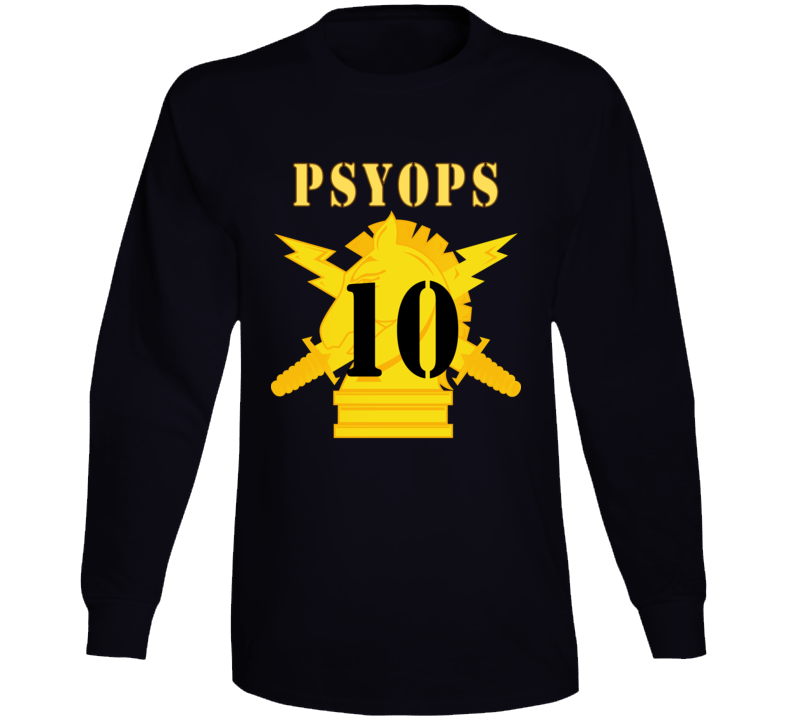 Army - Psyops W Branch Insignia - 10th Battalion Numeral - Line X 300 Long Sleeve