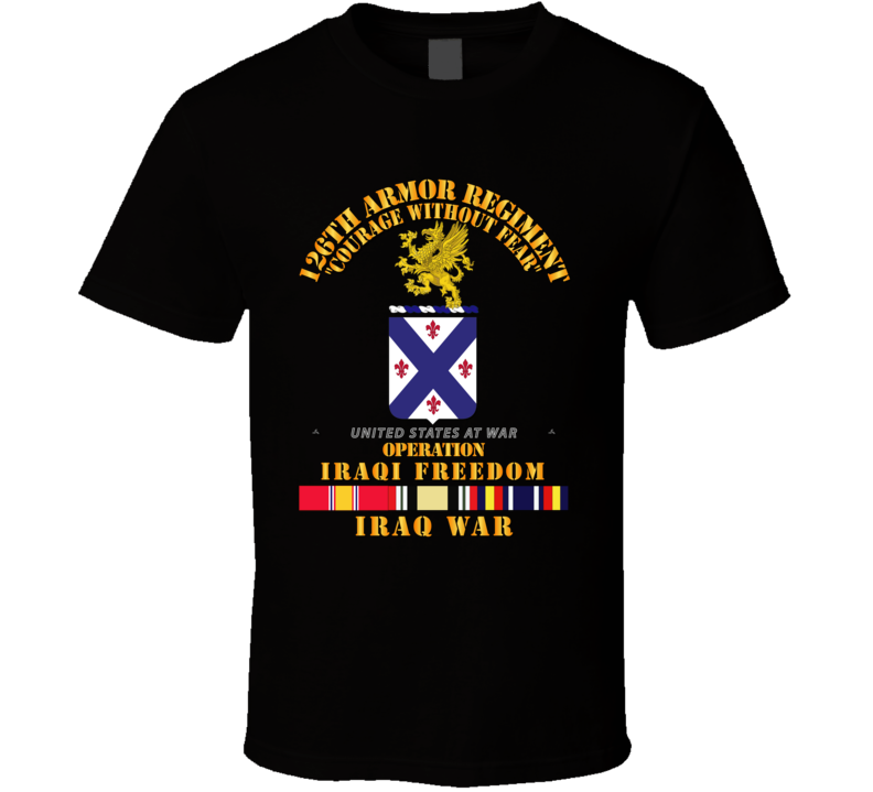 Army - 126th Armor Regiment - W Iraq Svc Ribbons - Oif - T Shirt