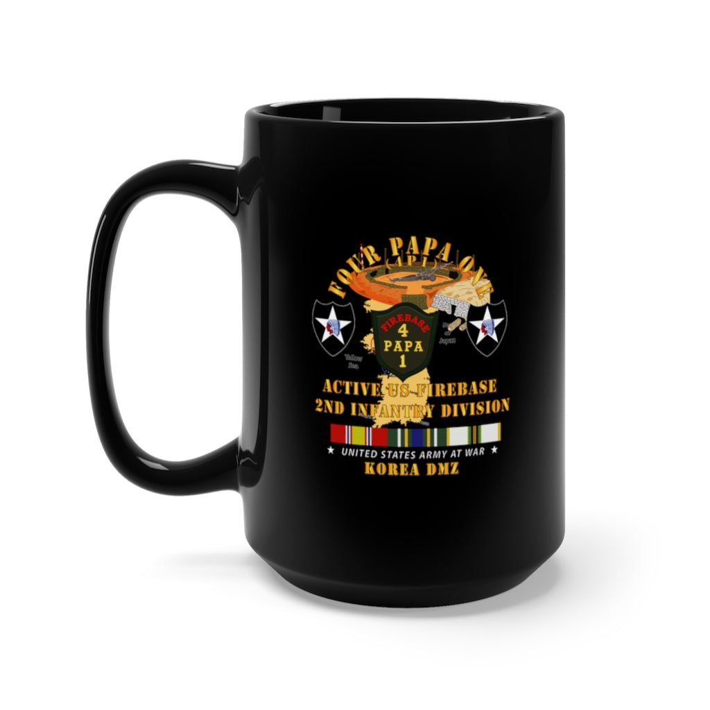 Black Mug 15oz - Army - 4P1 - Active Firebase - 2nd ID w KOREA Svc