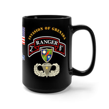 Load image into Gallery viewer, Black Mug 15oz - Army - 2nd Ranger Battalion (Airborne) - Operation Urgent Fury - Invasion of Grenada
