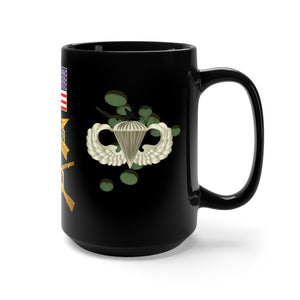 Black Mug 15oz - Army - Special Forces - Airborne Ranger with Branches/Tabs