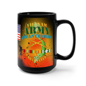 Black Mug 15oz - Army - Combat Infantryman - Vietnam with CIB, Branch and Vietnam Service Ri