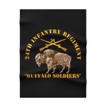 Load image into Gallery viewer, Soft Fleece Blanket - Army - 24th Infantry Regiment - Buffalo Soldiers w 24th Inf Branch Insignia
