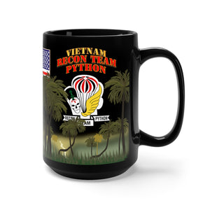 Black Mug 15oz - Army - Special Forces - Recon Team - Python with Vietnam War Ribbons