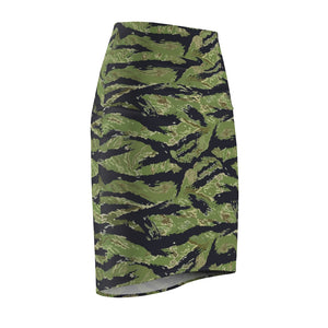 Women's Pencil Skirt - Military Tiger Stripe Jungle Camouflage