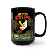 Load image into Gallery viewer, Black Mug 15oz - Army - Special Forces - Recon Team - Bushmaster with Vietnam War Ribbon
