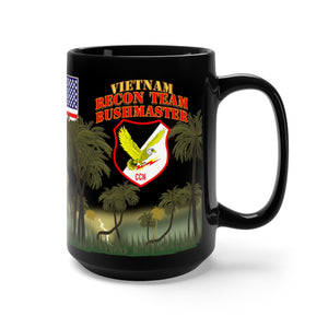 Black Mug 15oz - Army - Special Forces - Recon Team - Bushmaster with Vietnam War Ribbon