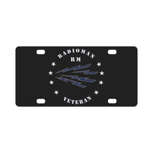 Load image into Gallery viewer, Navy - Radioman - RM - Veteran wo Bkgnd - White Classic License Plate
