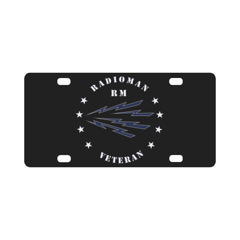 Navy - Radioman - RM - Veteran wo Bkgnd - White Classic License Plate