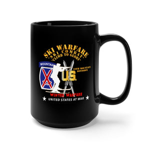 Black Mug 15oz - Army - 10th Mountain Division - Ski Warfare - Ski Combat - Winter Warfare X 300