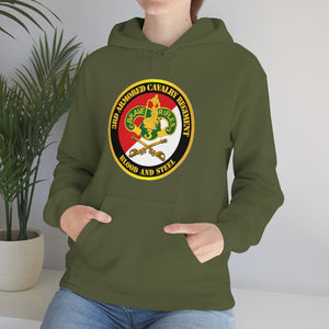 Unisex Heavy Blend Hooded Sweatshirt - Army - 3rd Armored Cavalry Regiment DUI - Red White - Blood and Steel