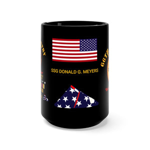 Black mug 15oz -  Army - 66th Infantry Div - Black Panther Div - WWII w SS Leopoldville w EU SVC - SSG Donald G Meyers