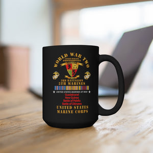 Black Mug 15oz - USMC - WWII  - 3rd Bn, 5th Marines - w PAC SVC