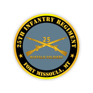 Kiss-Cut Stickers - Army - 25th Infantry Regiment - Fort Missoula, MT - Buffalo Soldiers w Inf Branch V1