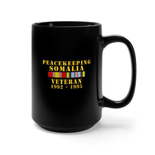 Load image into Gallery viewer, Black Mug 15oz - Army - Peacekeeping Somalia 1002-1995 Veteran w  EXP SVC
