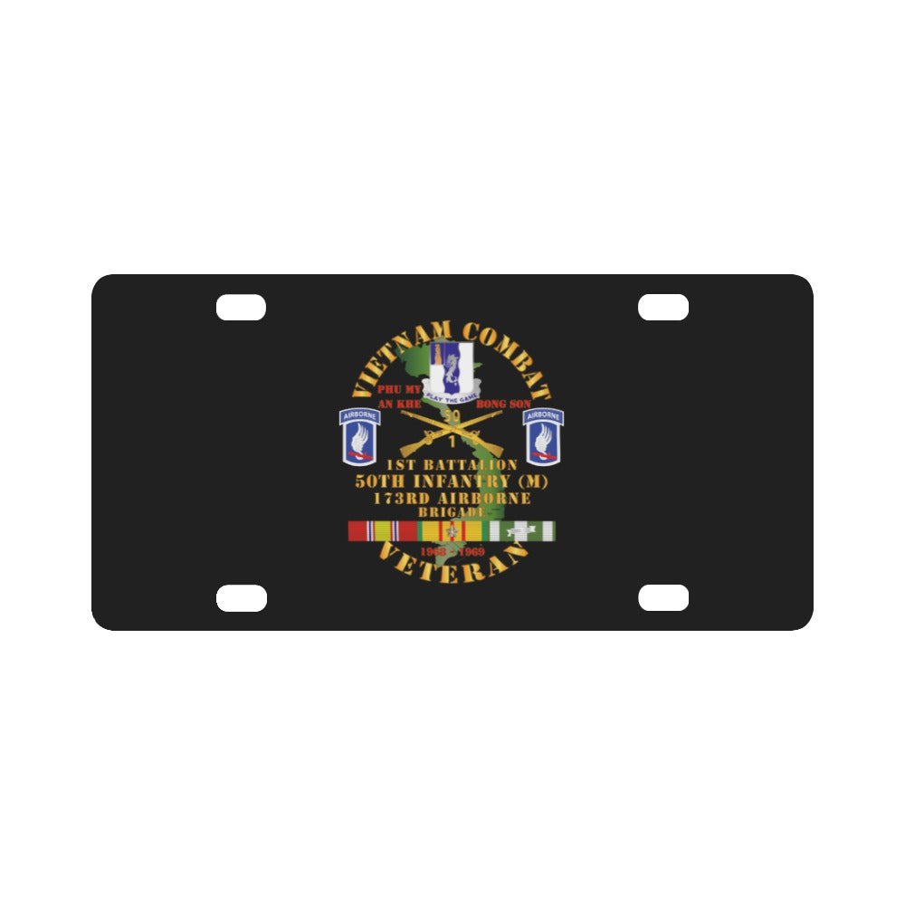 Army - Vietnam Combat Veteran w 1st Bn - 50th Inf - 173rd Airborne Bde 1968-69 w VN SVC Classic License Plate