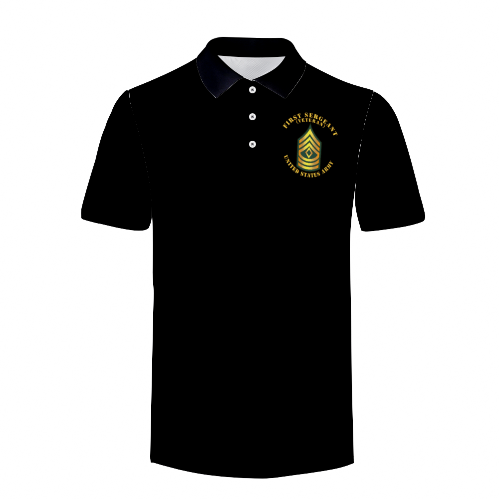 Custom Shirts All Over Print POLO Neck Shirts - Army - First Sergeant - 1SG - Veteran