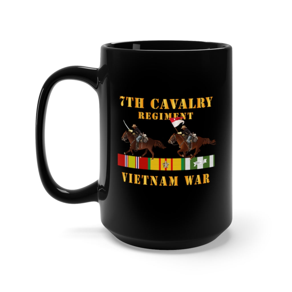 Black Mug 15oz - Army - 7th Cavalry Regiment - Vietnam War wt 2 Cav Riders and VN SVC X300