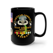 Load image into Gallery viewer, Black Mug 15oz - Army - 101st Airborne Division &quot;Screaming Eagles&quot; - Jumpmaster Airborne Badge with Vietnam Service Ribbons
