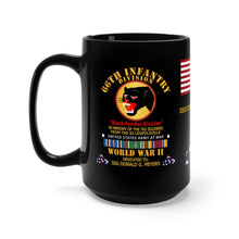 Load image into Gallery viewer, Black mug 15oz -  Army - 66th Infantry Div - Black Panther Div - WWII w SS Leopoldville w EU SVC - SSG Donald G Meyers
