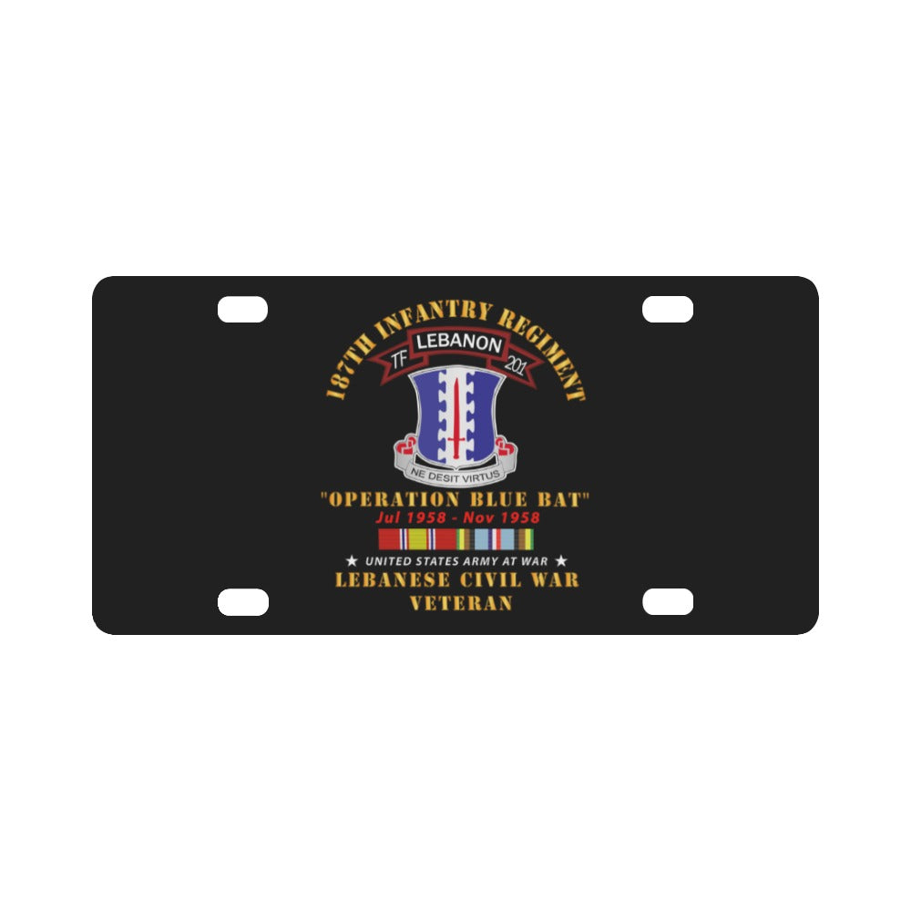 Army - 187th Infantry Regiment - TF 201 - Lebanon Civil War w AFEM SVC Classic License PlateC