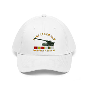 Twill Hat - Army - M107 - 175mm Gun - Cold War Veteran with Cold War Service Ribbons - Hat - Direct to Garment (DTG) - Printed