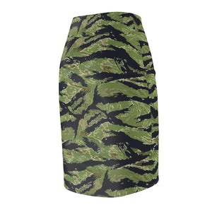 Women's Pencil Skirt - Military Tiger Stripe Jungle Camouflage