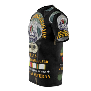 All Over Printing - Army - 71st Airborne Brigade - Texas Army National Guard - Cold War Veteran with Cold War Service Ribbons (Black)