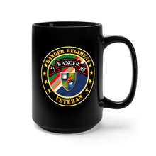 Load image into Gallery viewer, Black Mug 15oz - Army - Ranger Regiment Veteran - Scroll - DUI

