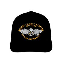 Load image into Gallery viewer, Seabee Combat Warfare Spec Badge - EM w Color Bee w Txt - Adult Adjustable Classic Baseball Cap
