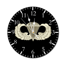 Load image into Gallery viewer, Airborne Clock - [Made in USA] White Pointers 12&quot; Custom Round Non-ticking Wooden Wall Clock
