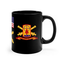 Load image into Gallery viewer, Black mug 11oz - Army 57th Artillery Brigade - DUI with Branch - 57th Artillery Brigade - SSI w Branch - Ribbon
