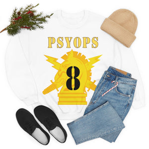 Unisex Heavy Blend Crewneck Sweatshirt - Army - PSYOPS w Branch Insignia - 8th Battalion Numeral - Line X 300 - Hat