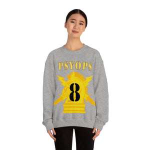 Unisex Heavy Blend Crewneck Sweatshirt - Army - PSYOPS w Branch Insignia - 8th Battalion Numeral - Line X 300 - Hat