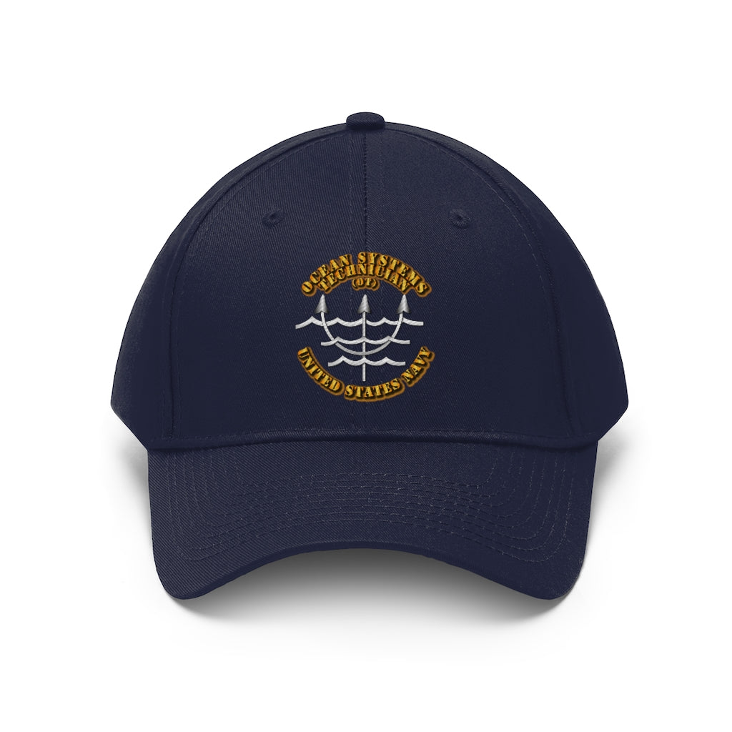 Unisex Twill Hat - Navy - Rate -  Ocean Systems Technician - Direct to Garment (DTG) - Printed