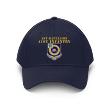 Load image into Gallery viewer, Unisex Twill Hat - 1st Battalion, 41st Infantry Regiment with Unit Crest - Direct to Garment (DTG) - Printed
