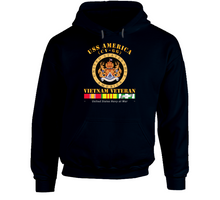 Load image into Gallery viewer, USS America (CV-66) - Vietnam Vet with Vietnam Service Ribbons Classic, Hoodie, and Long Sleeve
