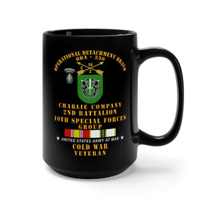 Black Mug 15oz - Army - ODB 230 - C Co, 2nd Bn 10th SFG w COLD SVC