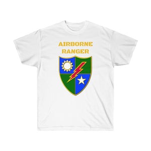 Unisex Ultra Cotton Tee - Airborne Ranger with Crest - Airborne Infantry - Mass Tactical Airborne Operation with Ranger Infantry Branch