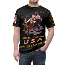 Load image into Gallery viewer, All Over Printing - American Patriot - Spirit of 76 - Don&#39;t Tread on Me - Tattered US Flag
