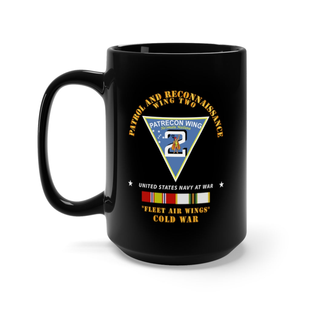 Black Mug 15oz - Navy - Patrol and Reconnaissance Wing Two w COLD SVC