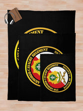 Load image into Gallery viewer, Army - 2nd Armored Cavalry Regiment DUI - Red White - Battle of 73 Easting Throw Blanket
