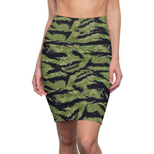 Load image into Gallery viewer, Women&#39;s Pencil Skirt - Military Tiger Stripe Jungle Camouflage
