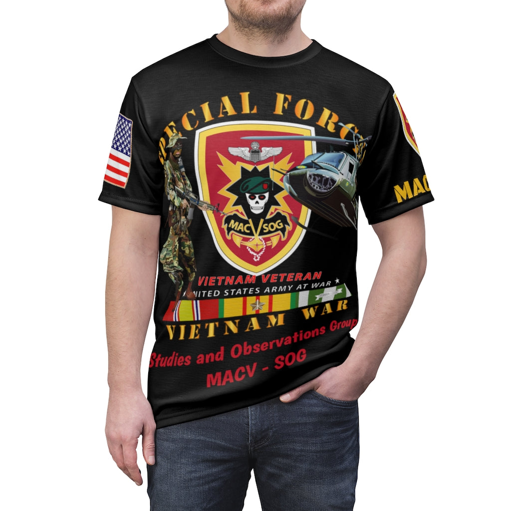 All Over Printing - Army - Special Forces - MACV-SOG with Rappel Infiltration with Vietnam War Ribbons