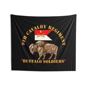 Indoor Wall Tapestries - Army - 9th Cavalry Regiment - Buffalo Soldiers w 9th Cav Guidon