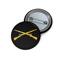 Load image into Gallery viewer, Custom Pin Buttons - Army - Infantry Branch - Crossed Rifles
